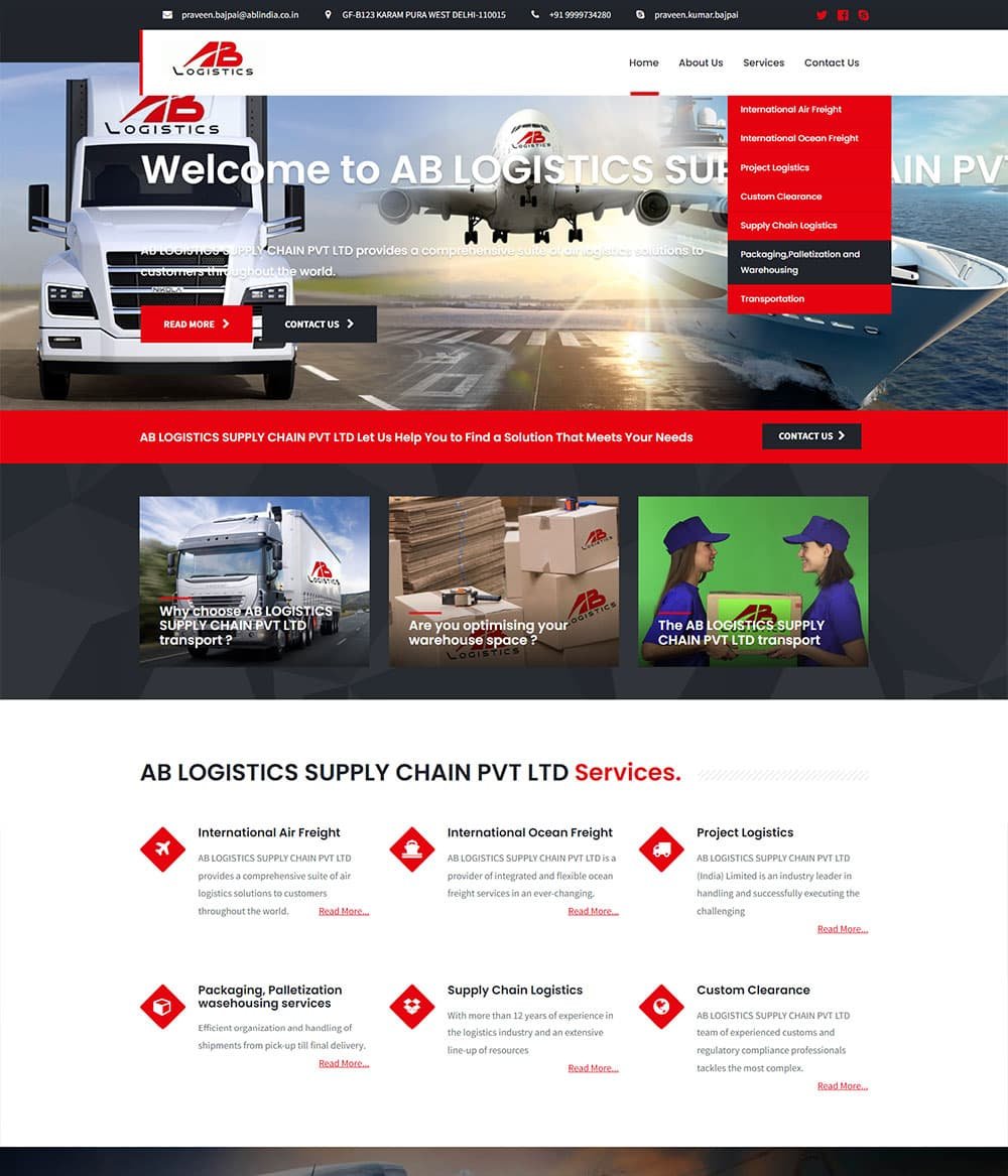 AB LOGISTICS portfolio screenshot