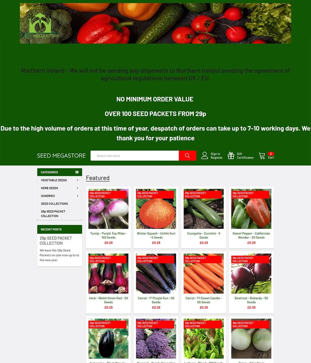 Seed Megastore portfolio screenshot