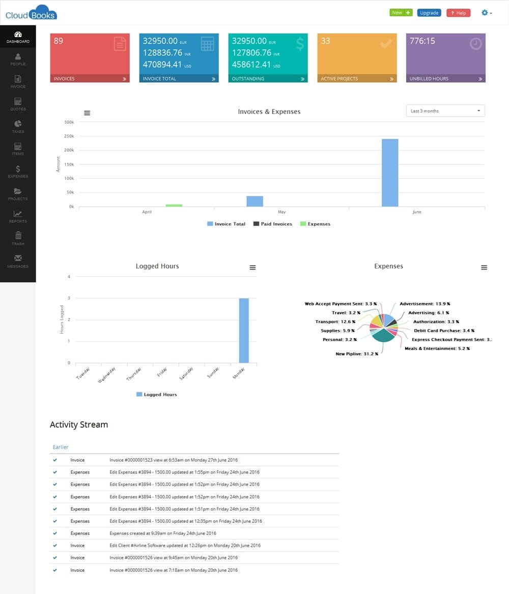 Invocing portfolio screenshot