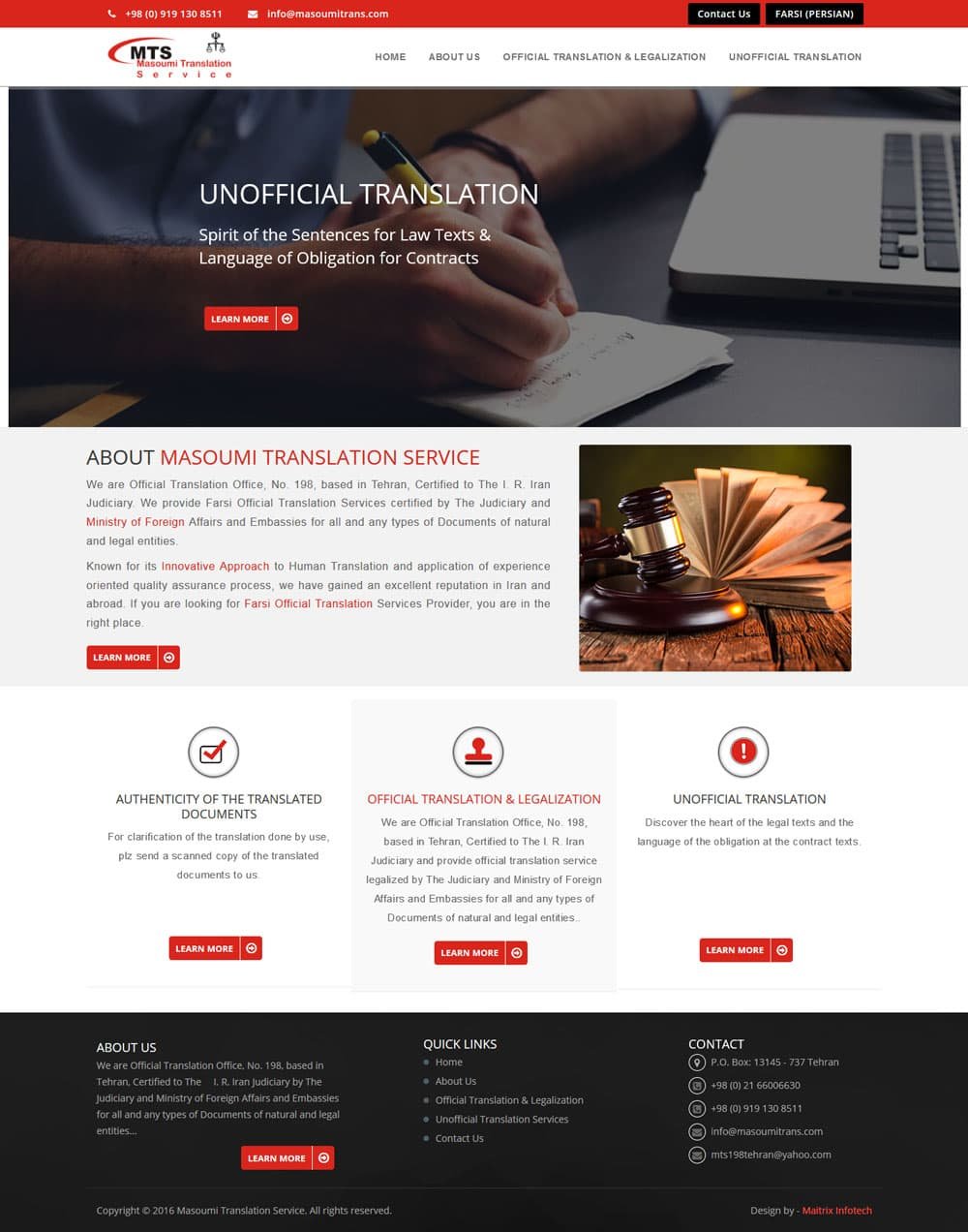 Masoumitrans portfolio screenshot